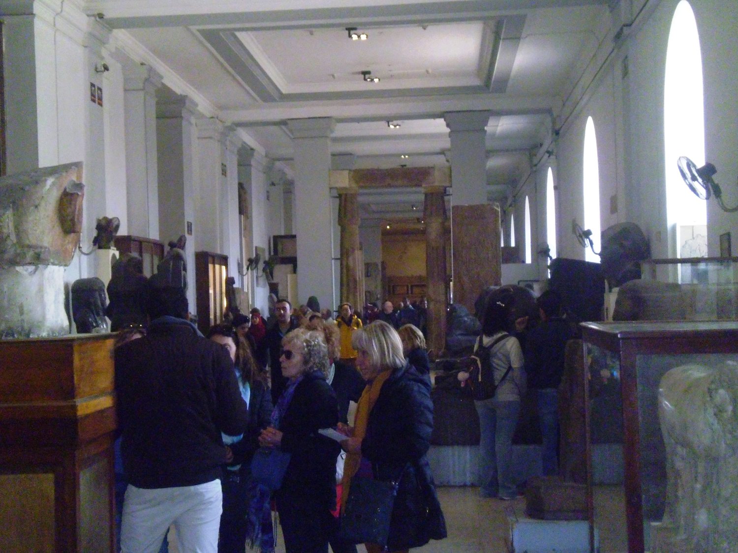 Objects displayed in a hall of the Egyptian Museum in Cairo